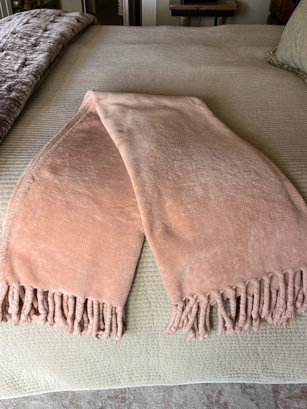 Bedford Cottage Heavy Velour Throw w/ Chunky Fringe
